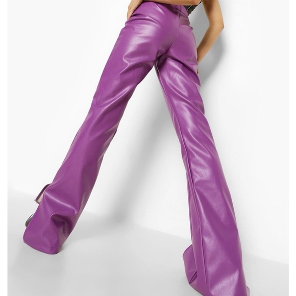 Boohoo Pants - NEW BOOHOO - NEVER WORN‼️ Leather Look Split Hem Trousers US SIZE 6 UK SIZE 10